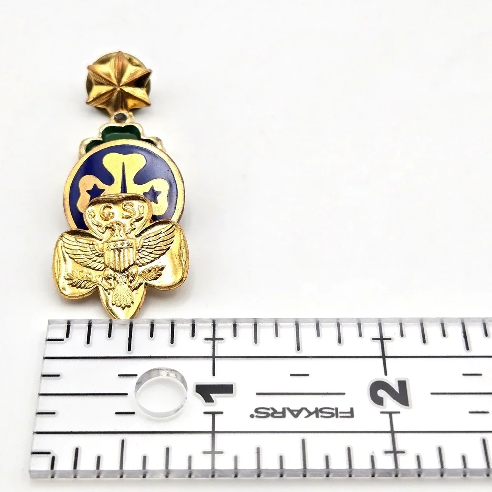 Vintage Girl Scouts Pin Lot Eagle Trefoil Blue Enamel Pin Green GS Charm 60s-70s
